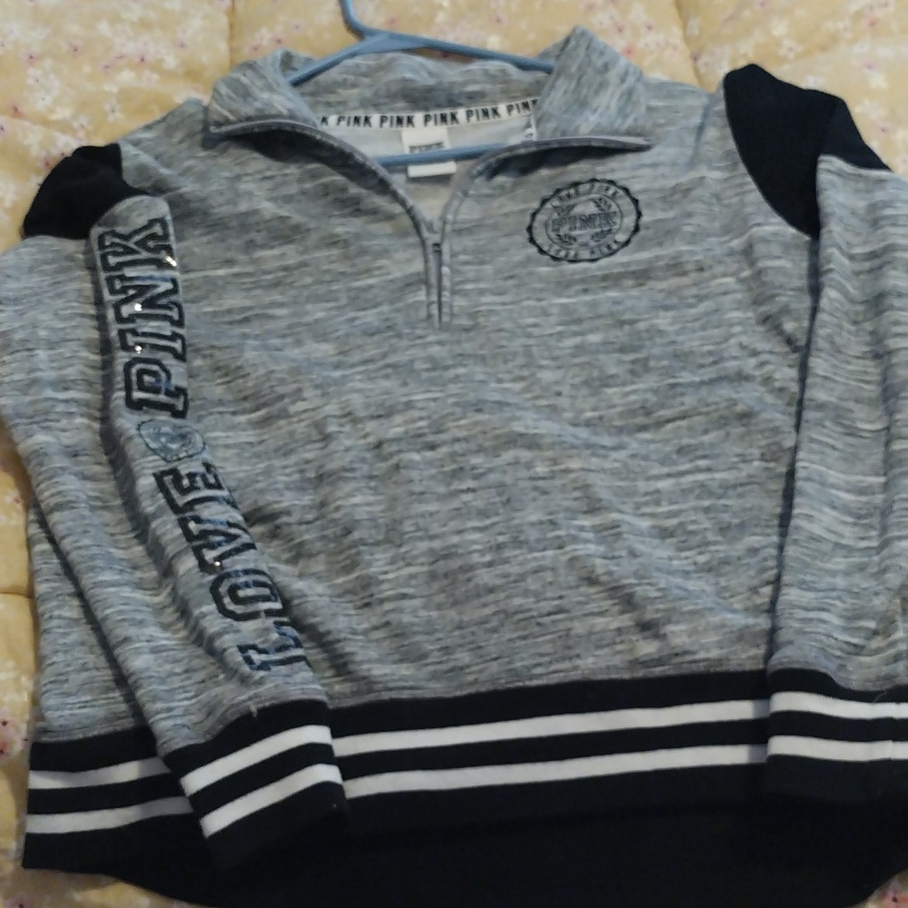 Vs pink quarter zip up with bling